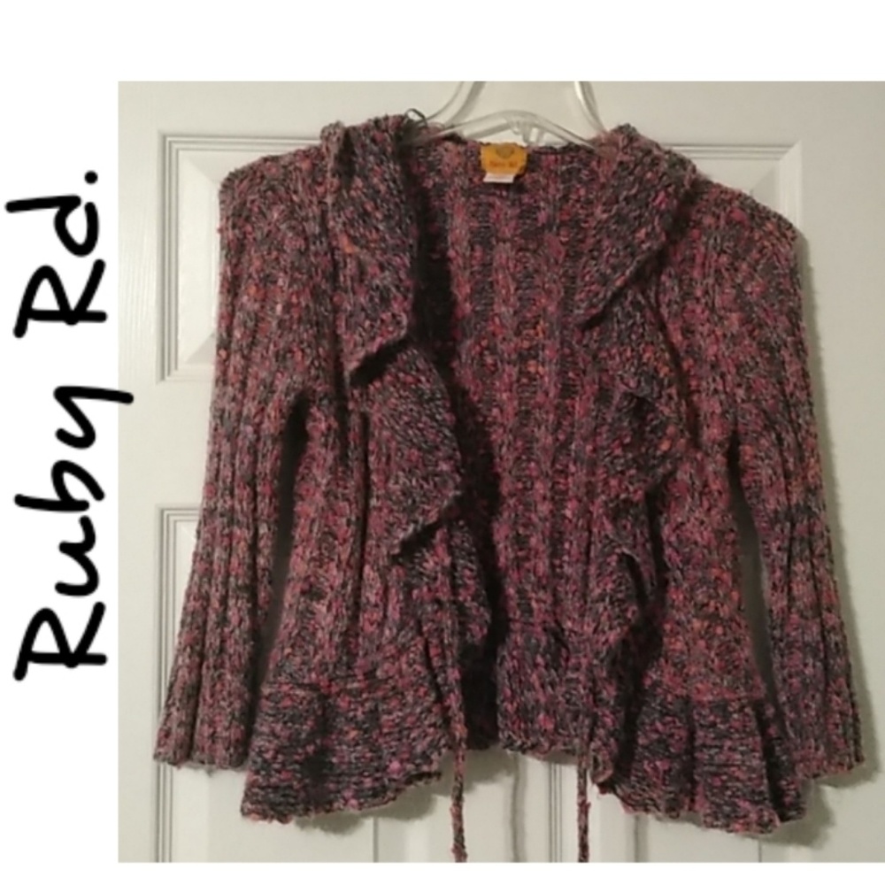 Ruby rd. Tie front cardigan sweater XL Pink